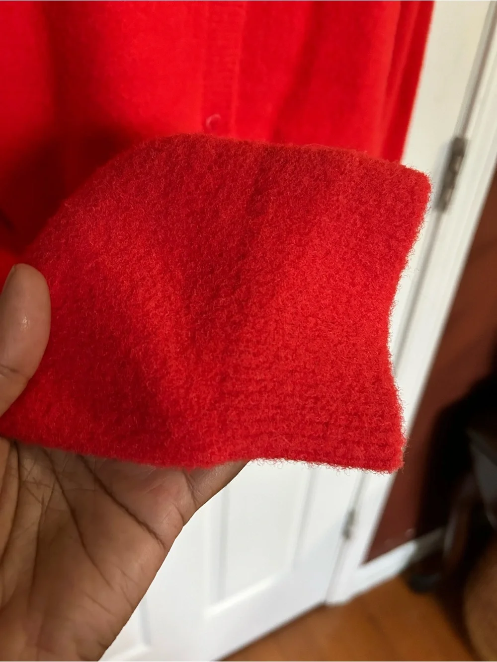 Alo yoga Snuggle Up Sweater Cropped Cardigan in Bright red color